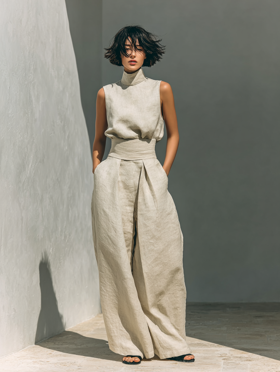 Diane | Cotton-Linen Set with Top and Wide Pants