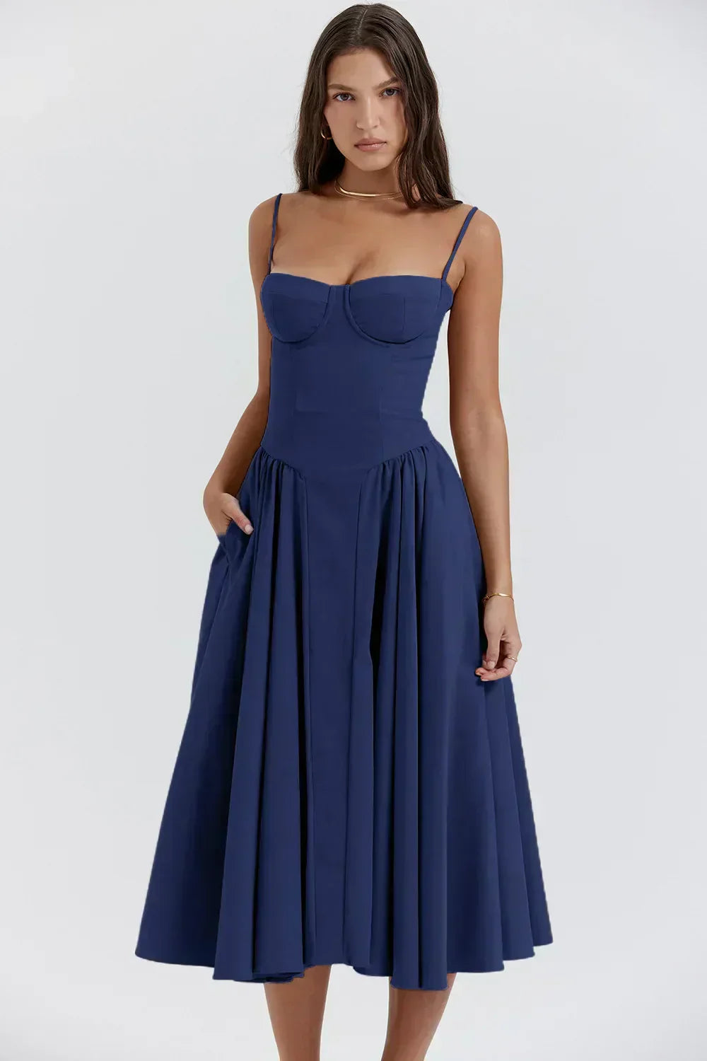 Josie | Sleeveless Bustier Midi Dress
