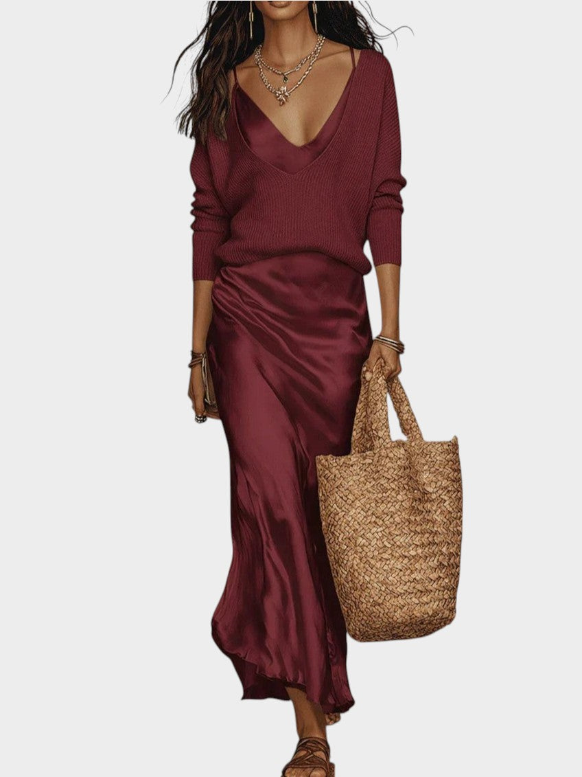 CLAIRE | Slip Dress & Knit Set