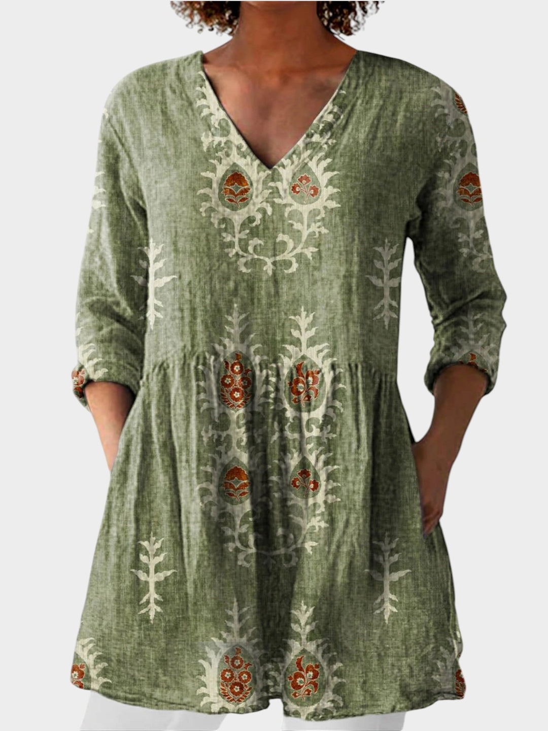 NORA | Long Blouse with V-Neck