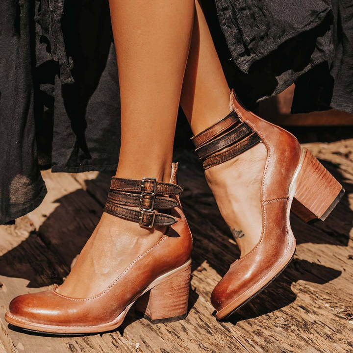 Ginevra | High heels with multiple straps and thick sole