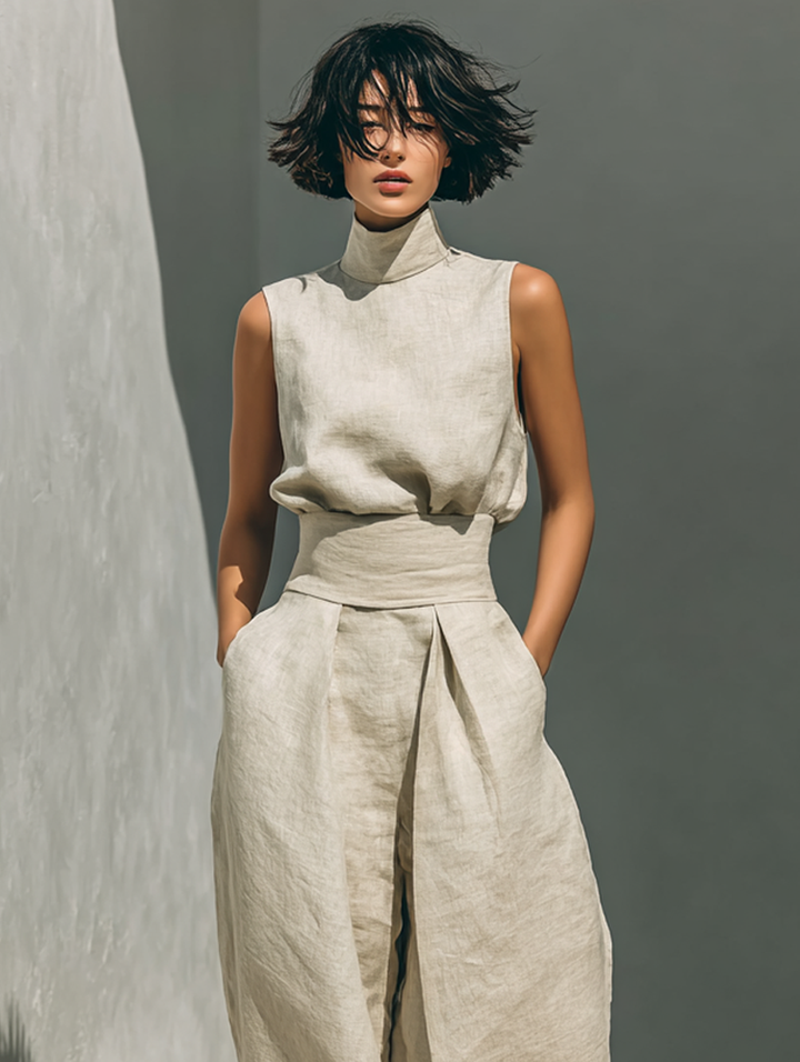 Diane | Cotton-Linen Set with Top and Wide Pants