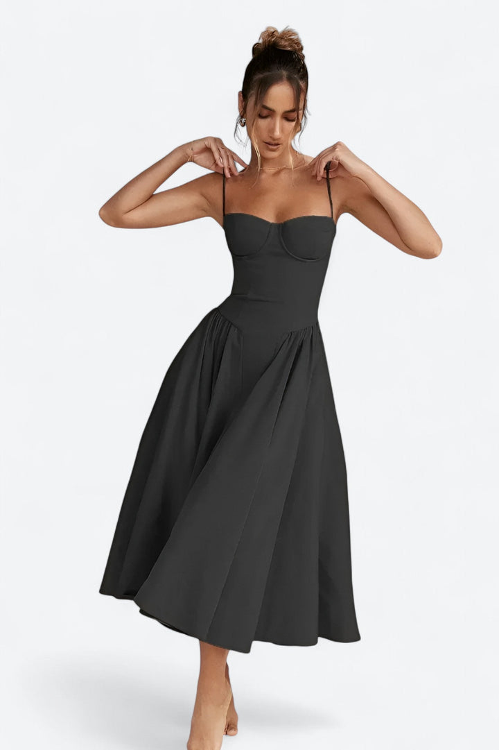 Josie | Sleeveless Bustier Midi Dress