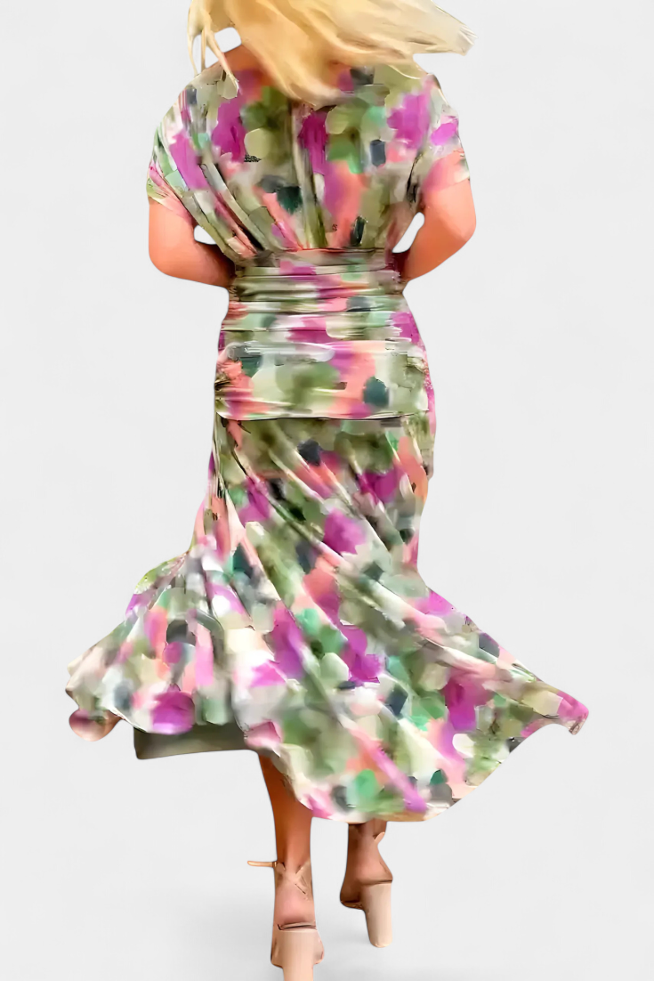 Chloe | Long Floral Dress with V-Neck