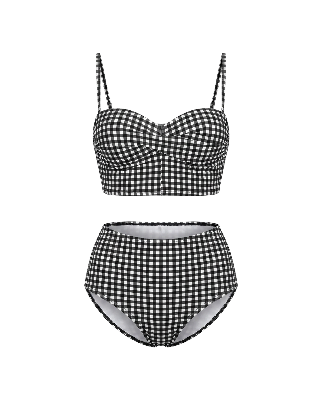High-Waisted Checkered Bikini