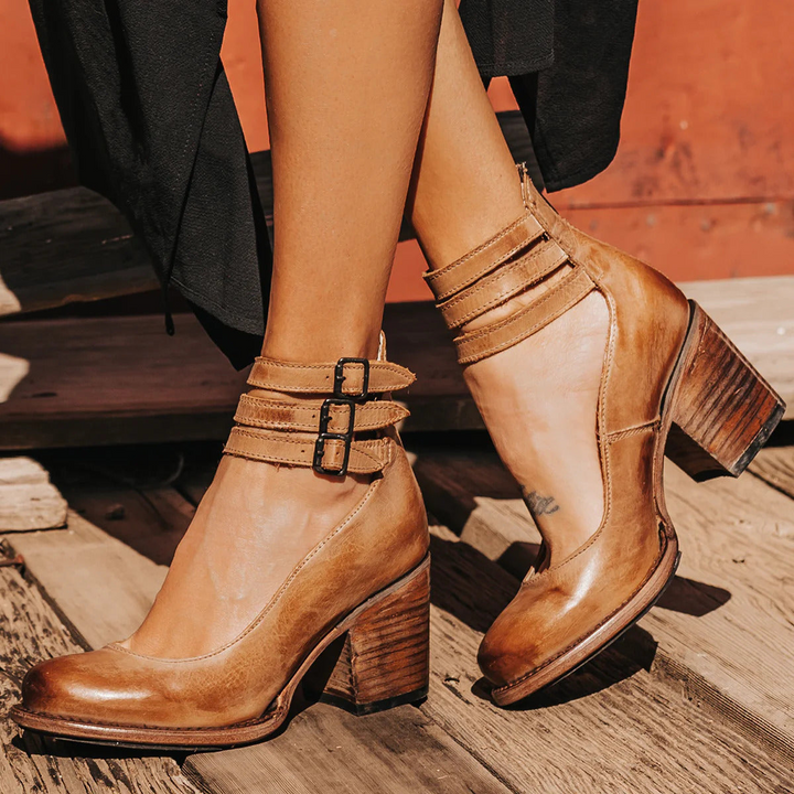 Ginevra | High heels with multiple straps and thick sole
