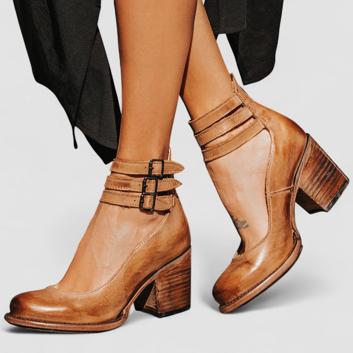 Ginevra | High heels with multiple straps and thick sole