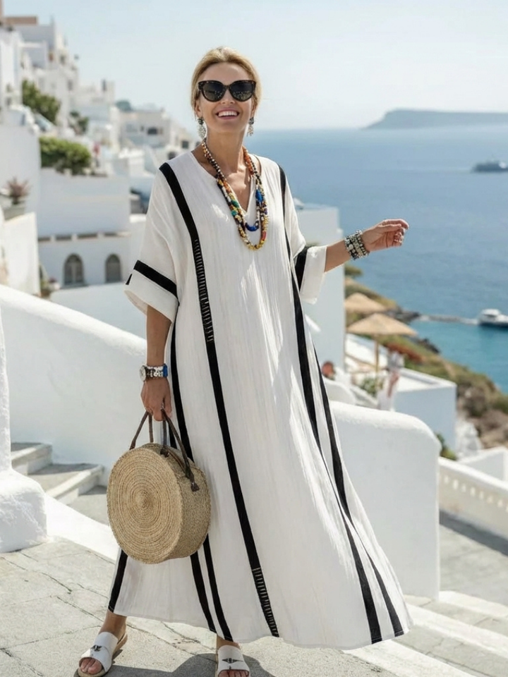 Kayleigh | Striped Maxi Dress with Short Sleeves