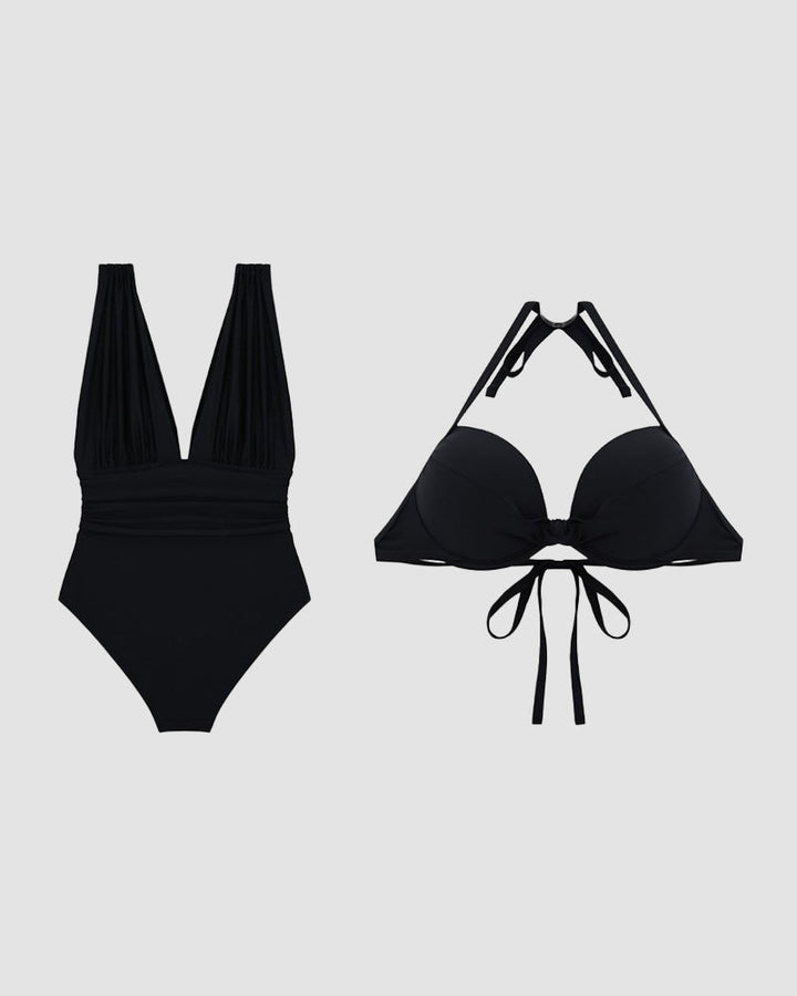 Luxury shaping swimsuit with deep V-neck