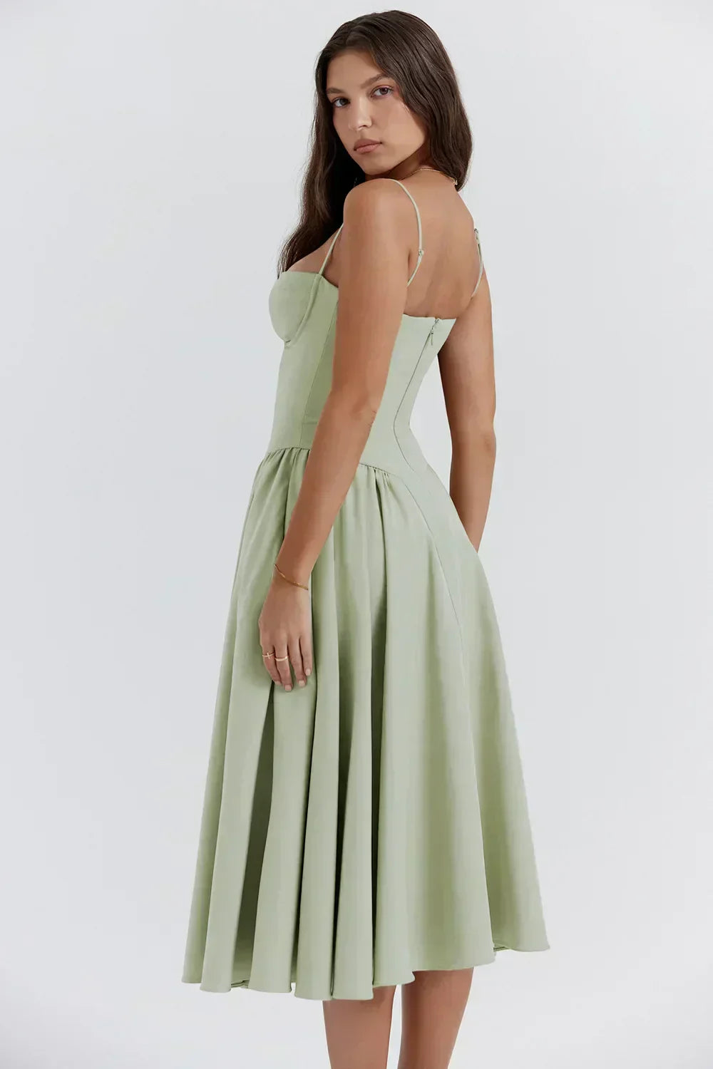 Josie | Sleeveless Bustier Midi Dress