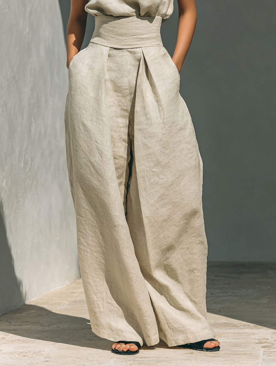 Diane | Cotton-Linen Set with Top and Wide Pants