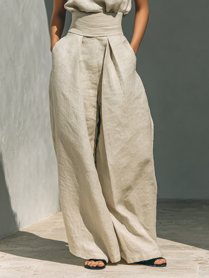 Diane | Cotton-Linen Set with Top and Wide Pants