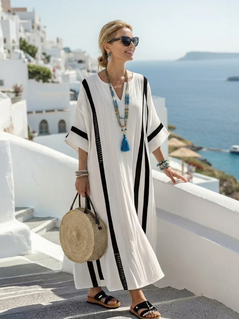 Kayleigh | Striped Maxi Dress with Short Sleeves