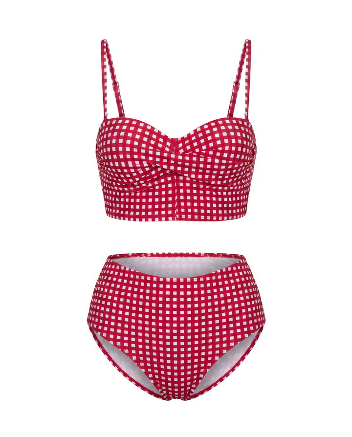 High-Waisted Checkered Bikini