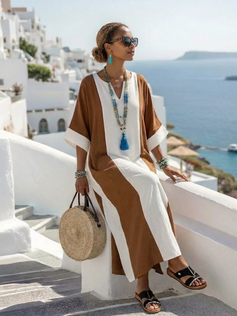 Brielle | Relaxed Maxi Dress with Short Sleeves in Two Colors