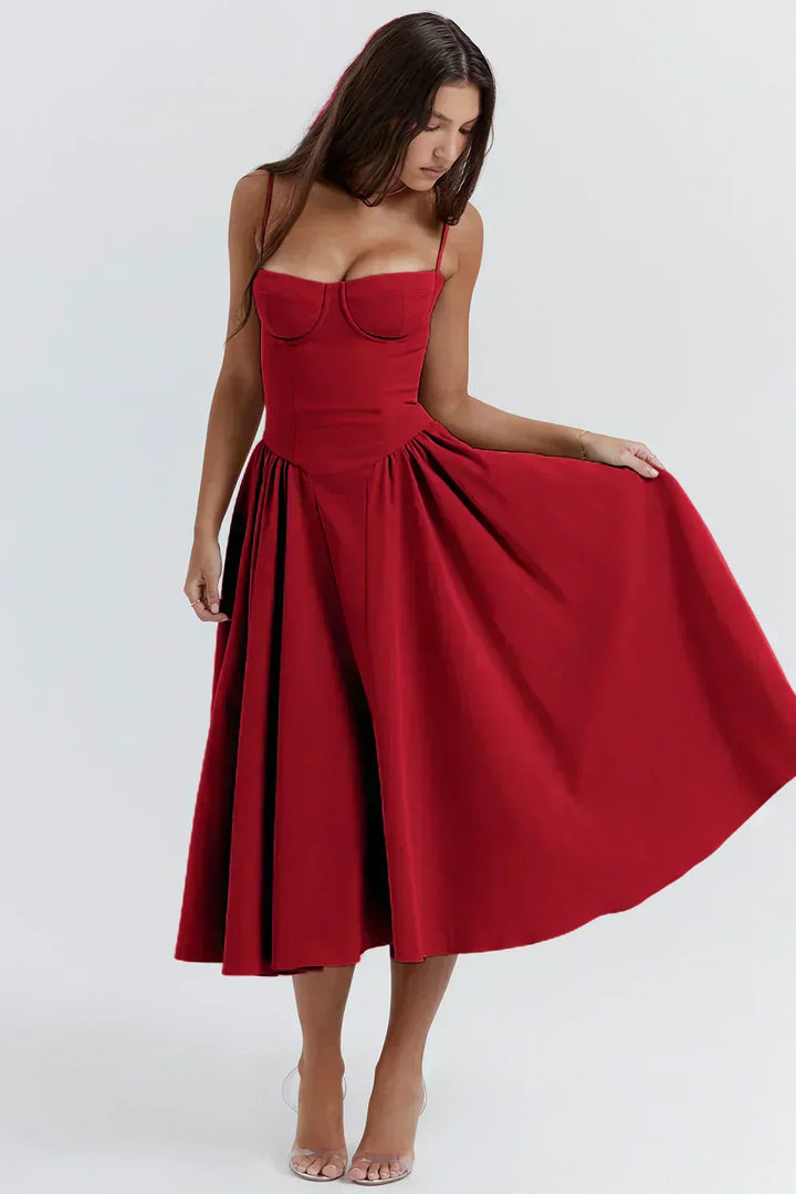 Josie | Sleeveless Bustier Midi Dress
