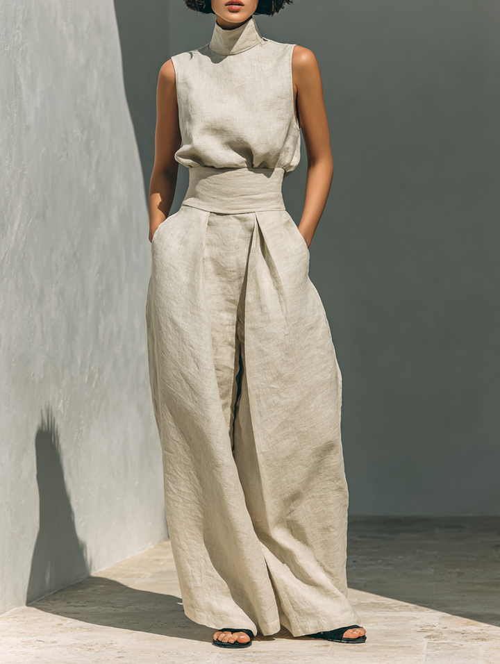 Diane | Cotton-Linen Set with Top and Wide Pants