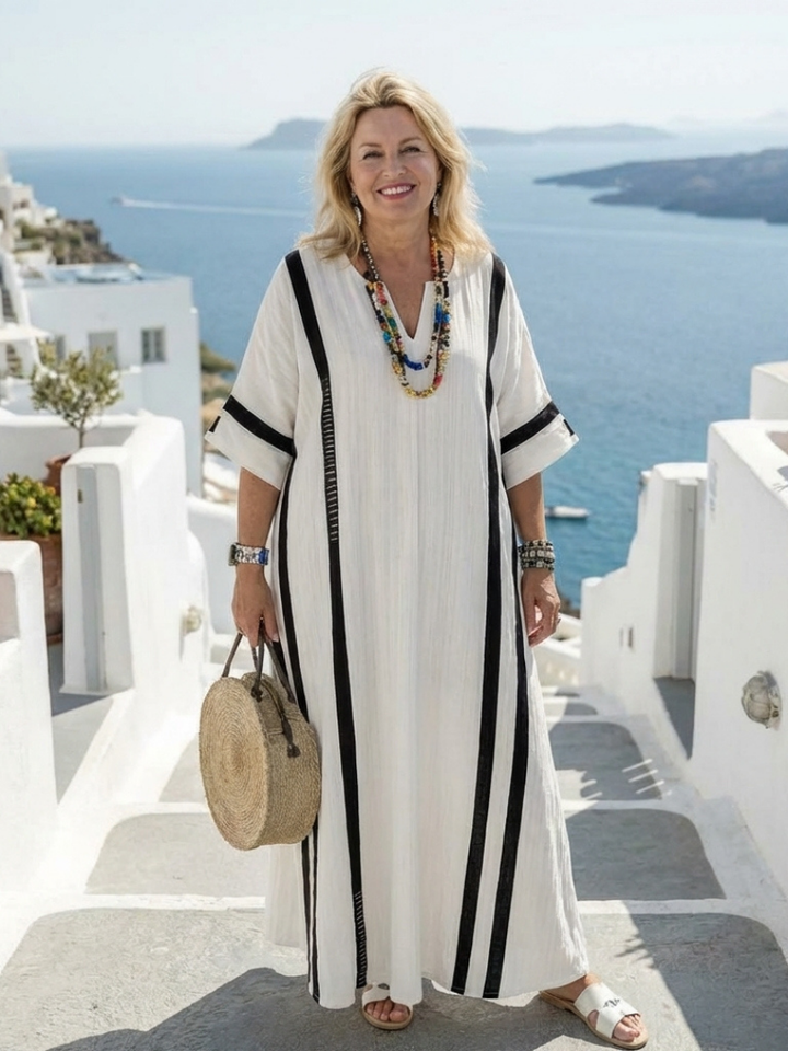 Kayleigh | Striped Maxi Dress with Short Sleeves