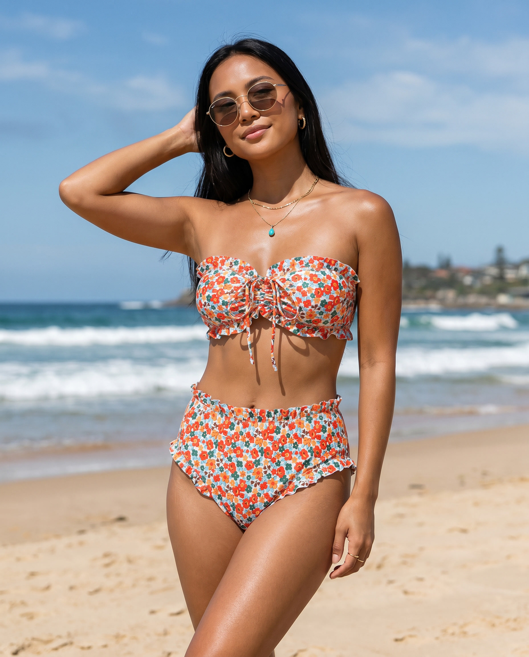 Strapless Floral Bikini