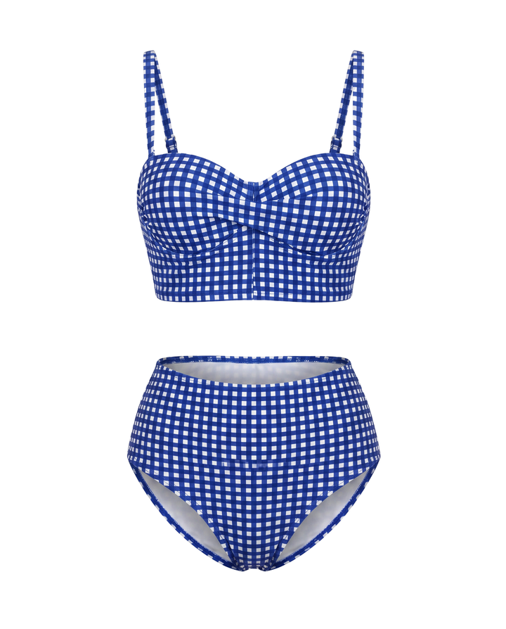 High-Waisted Checkered Bikini