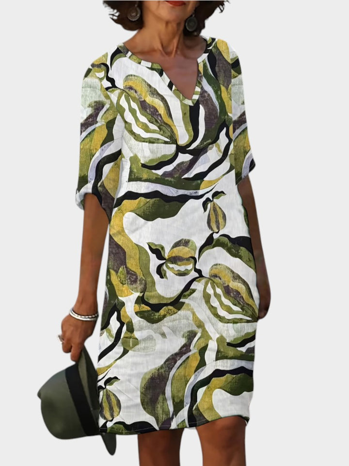 EMMA | Casual V-Neck Short Sleeve Printed Summer Dress