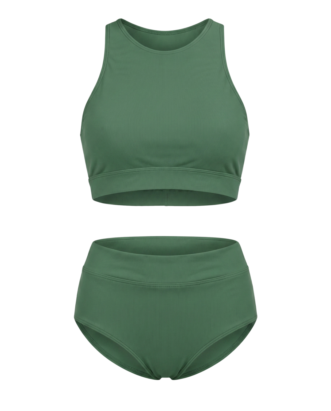 High-Waisted Solid Swimsuit
