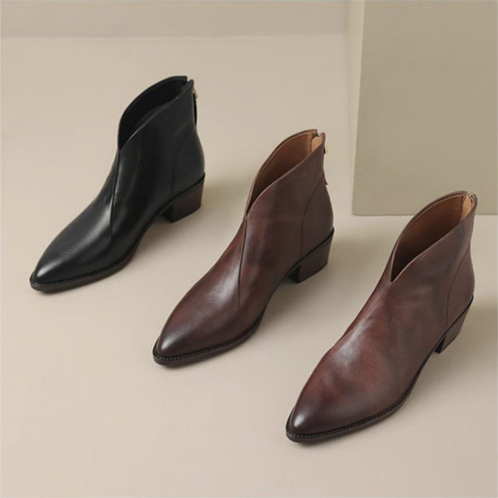 Camelia - Luxury Ankle Boots with Low Heel