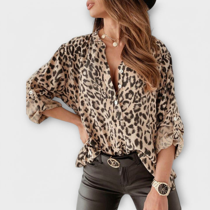 Yara | Modern Leopard Print Blouse