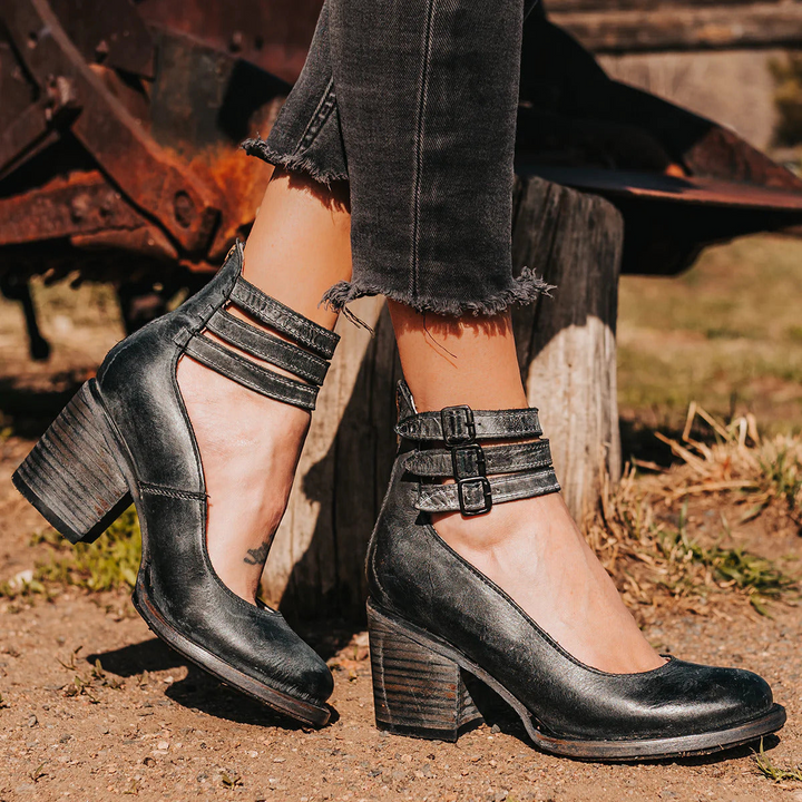 Ginevra | High heels with multiple straps and thick sole