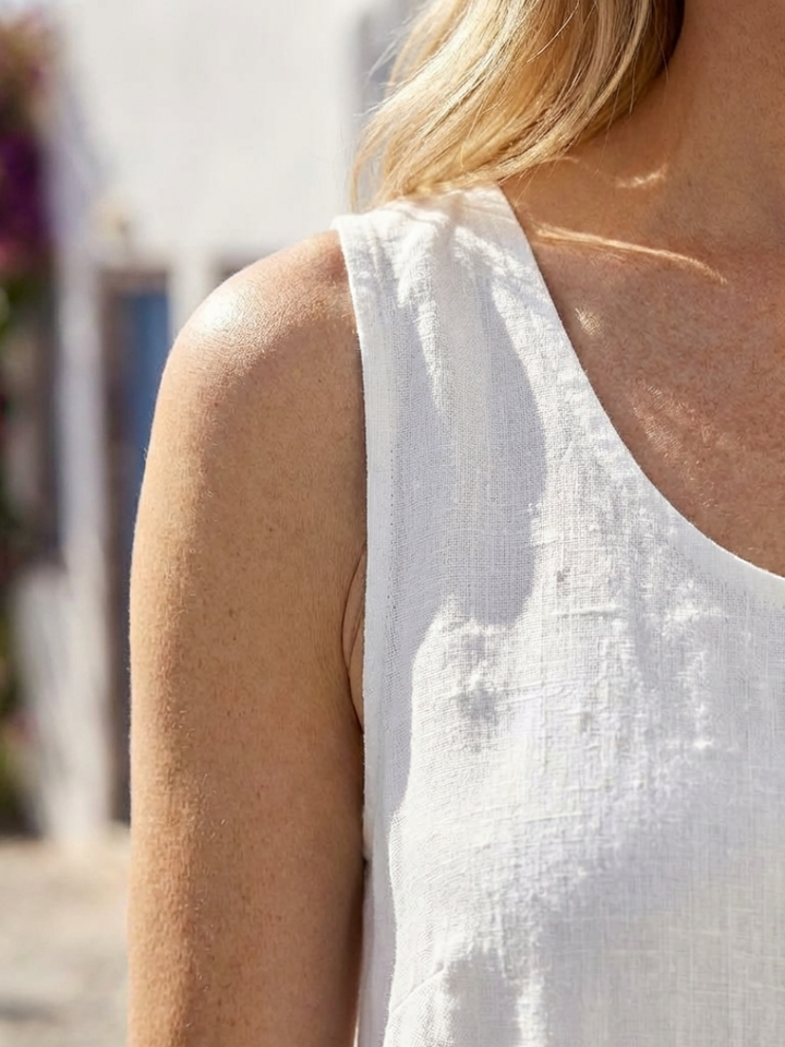 Callie | Sleeveless Midi Dress with Round Neck