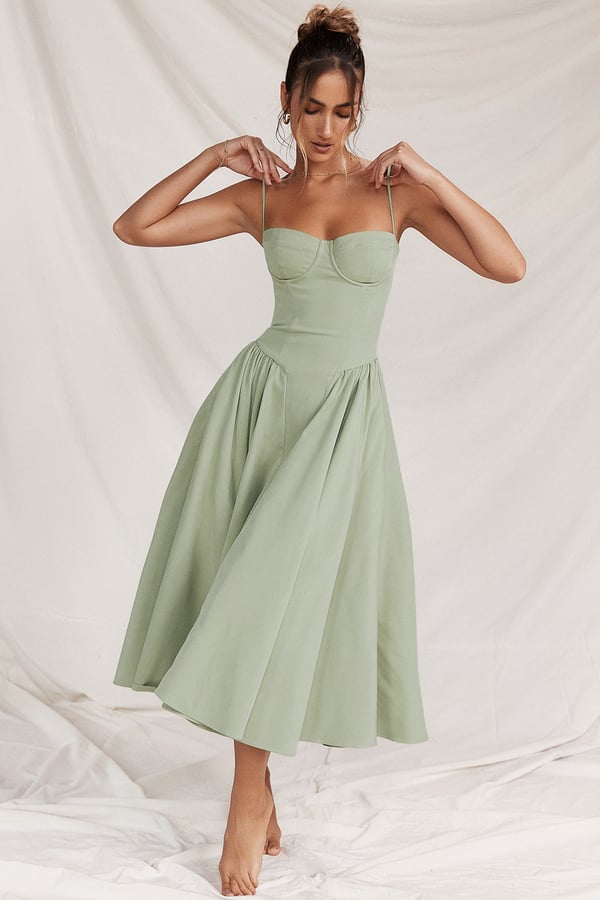 Josie | Sleeveless Bustier Midi Dress