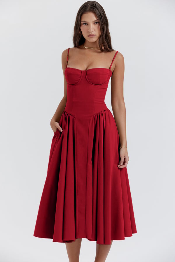 Josie | Sleeveless Bustier Midi Dress