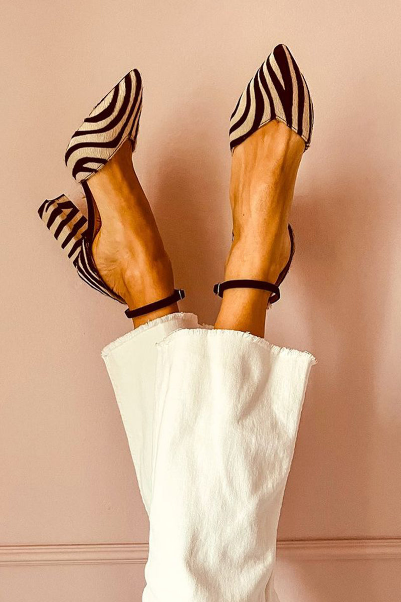 Zebrina | Medium-heeled sandals with zebra pattern