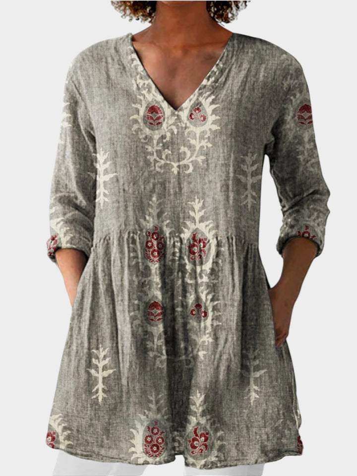 NORA | Long Blouse with V-Neck