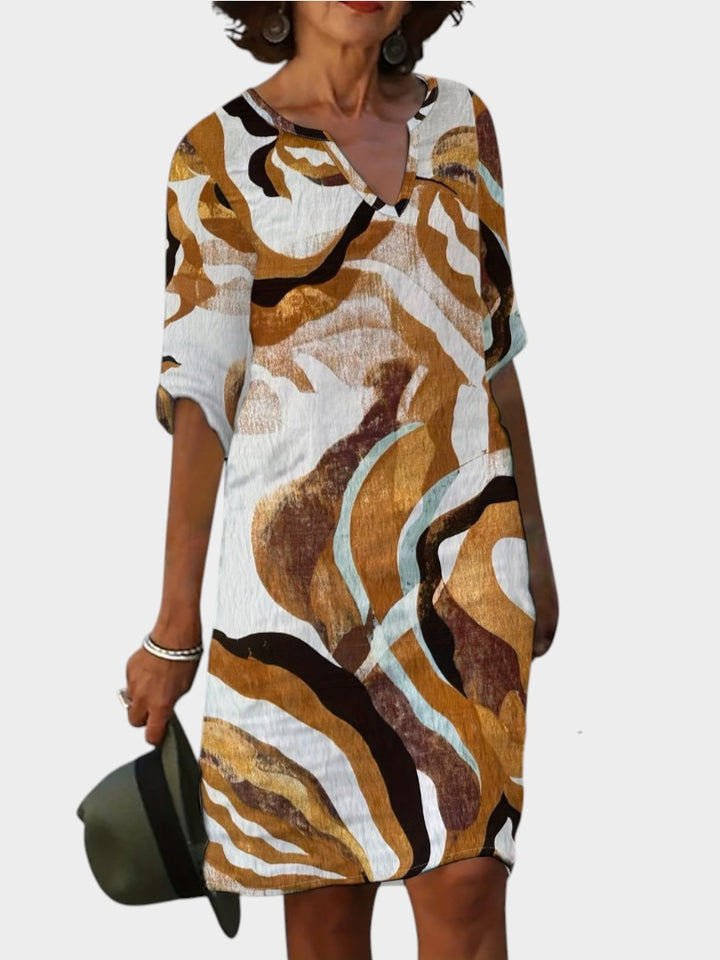 EMMA | Casual V-Neck Short Sleeve Printed Summer Dress