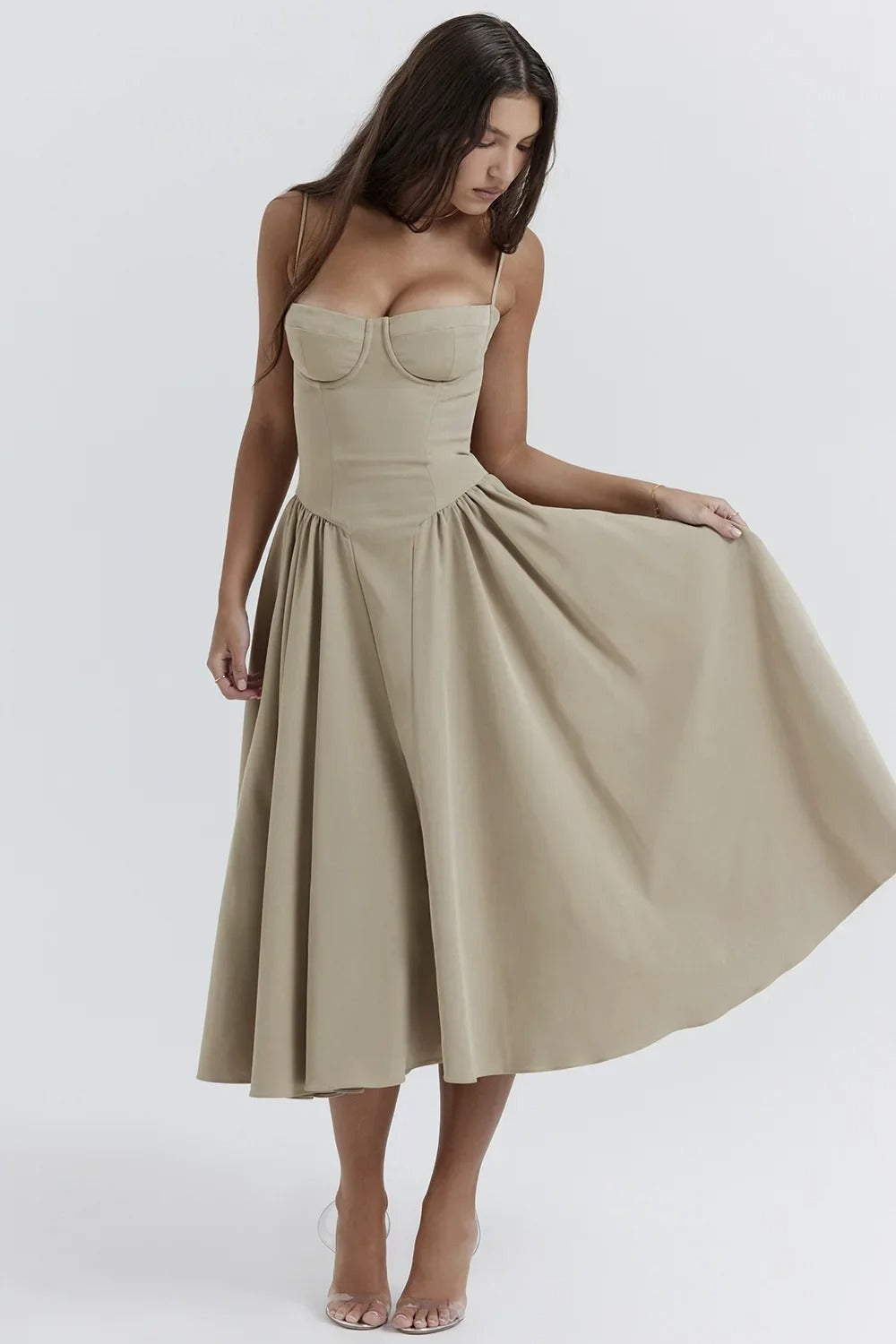 Josie | Sleeveless Bustier Midi Dress
