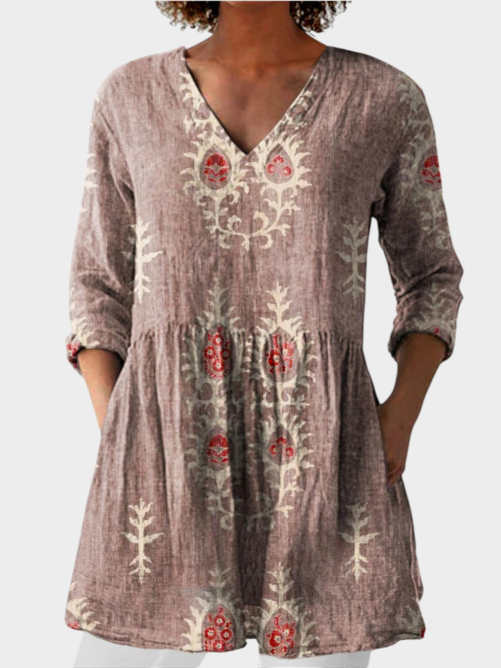 NORA | Long Blouse with V-Neck