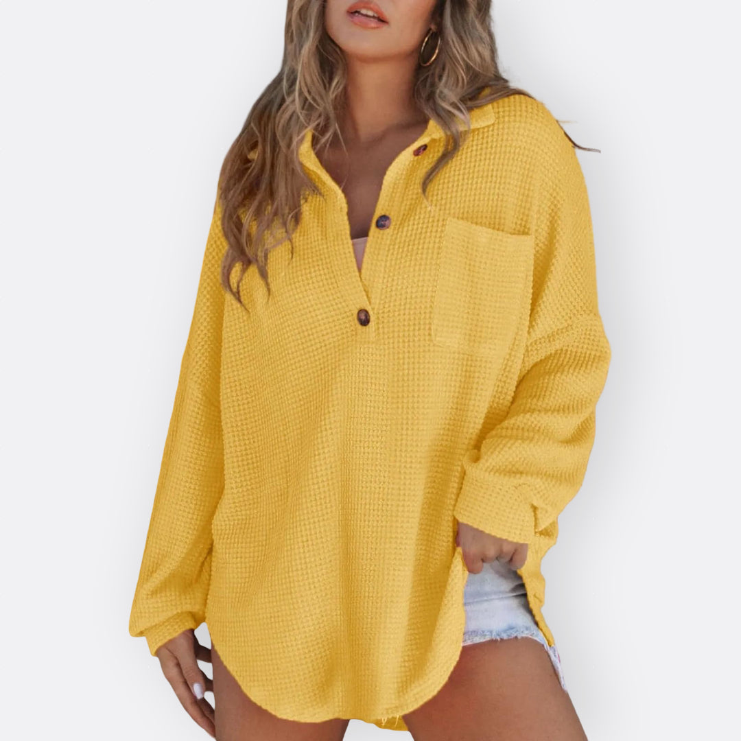 Inga | Lightweight Tunic Blouse with V-Neck and Buttons