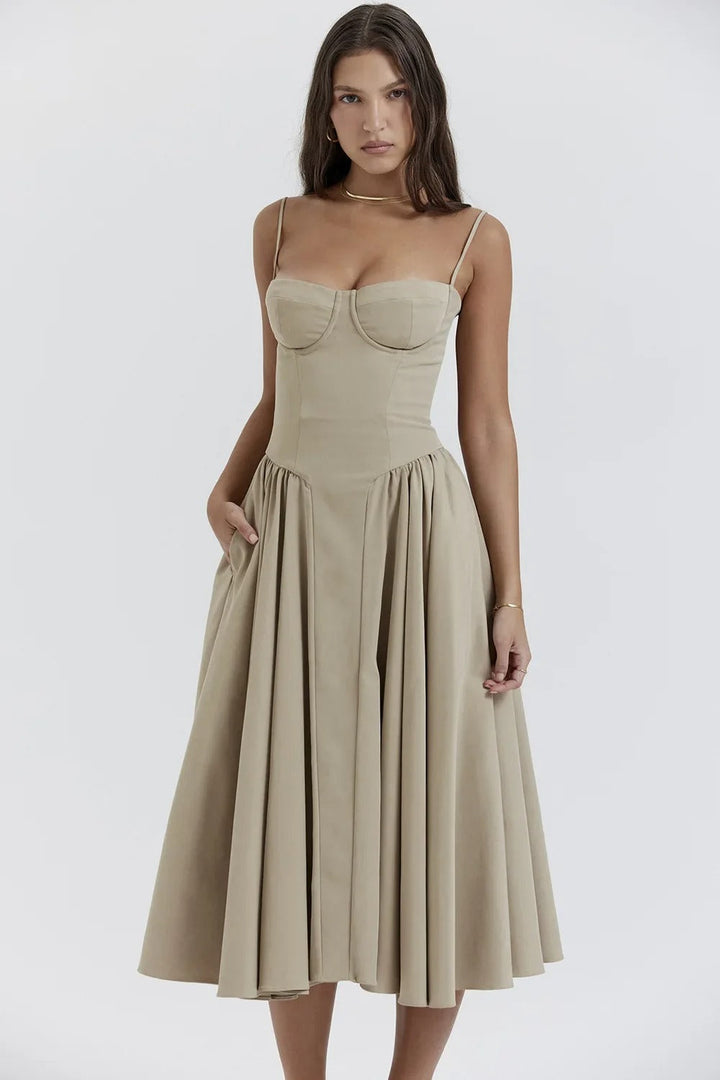 Josie | Sleeveless Bustier Midi Dress