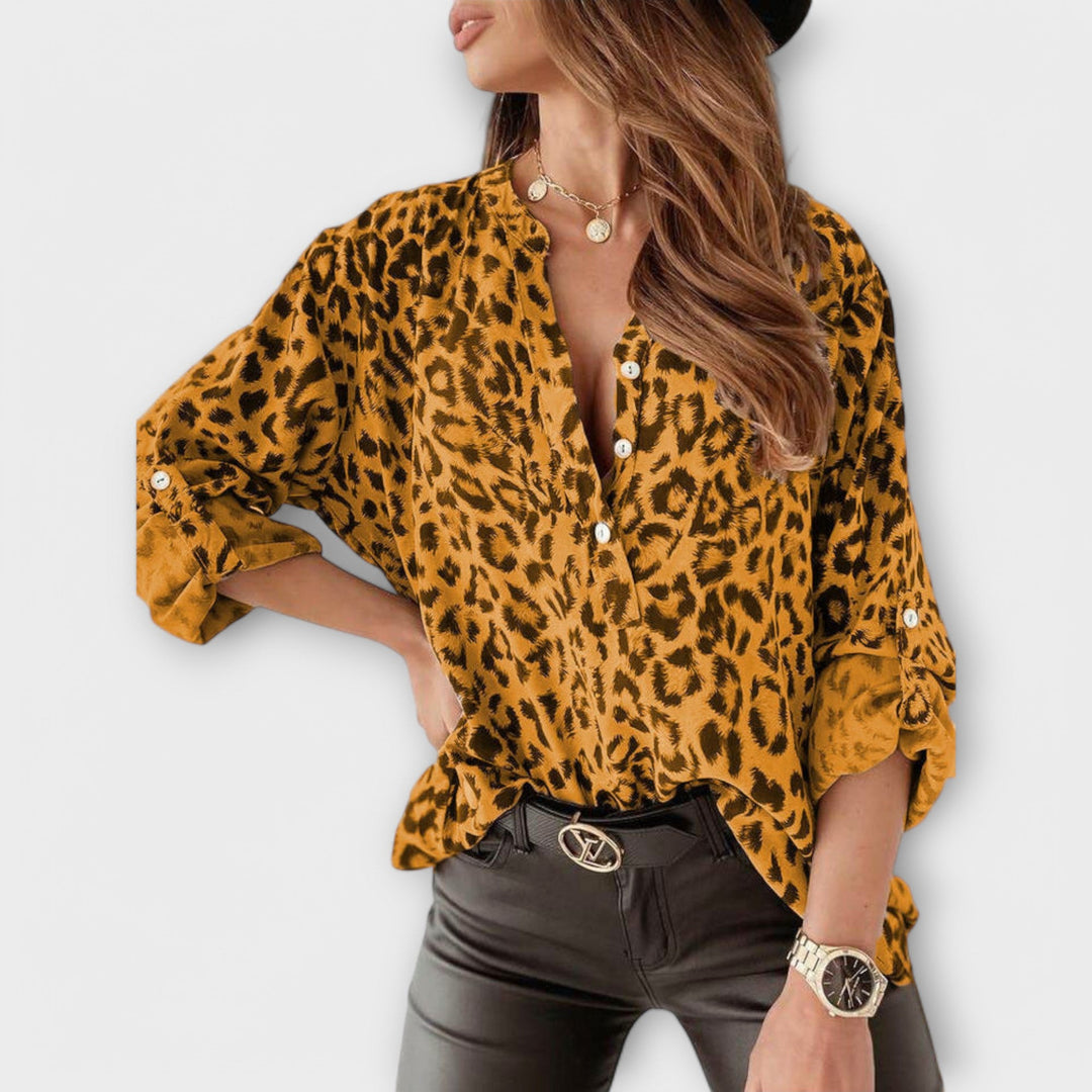 Yara | Modern Leopard Print Blouse