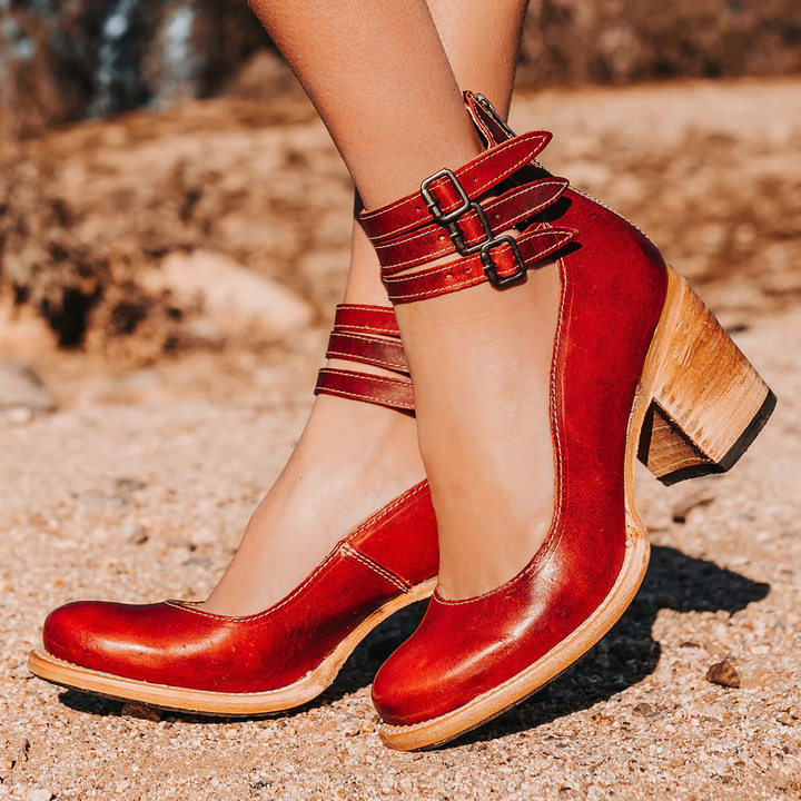 Ginevra | High heels with multiple straps and thick sole