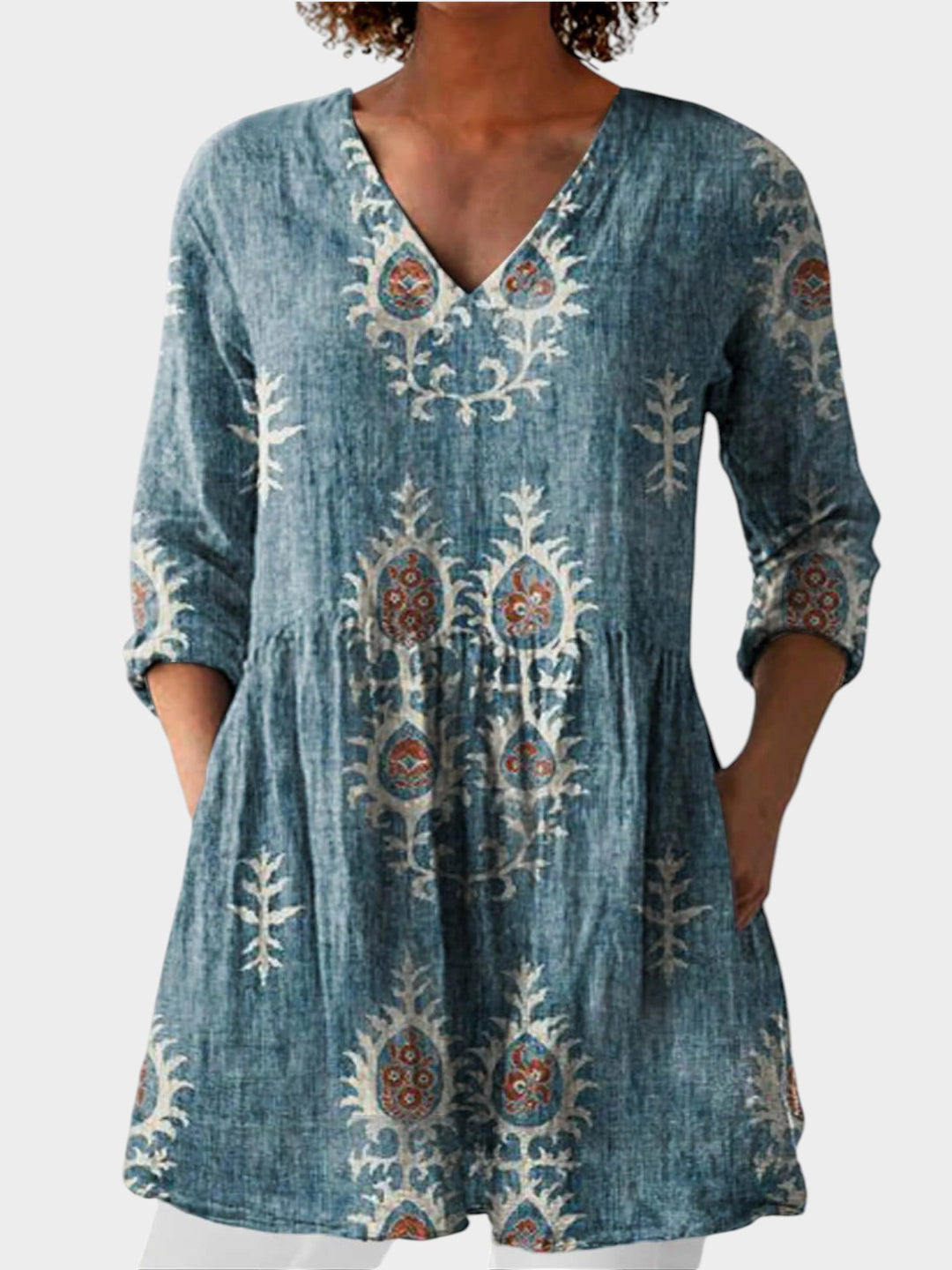 NORA | Long Blouse with V-Neck