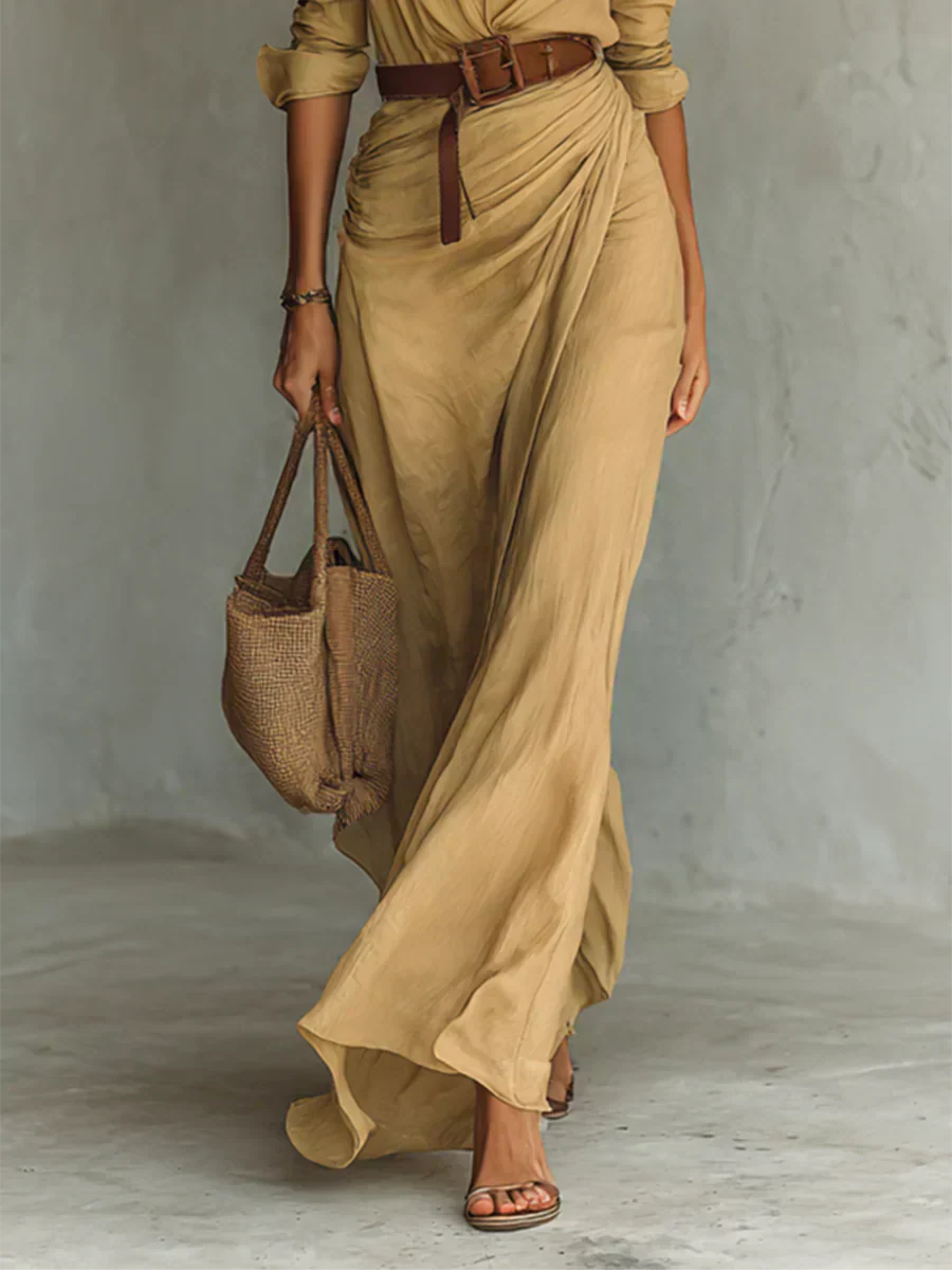 Sasha | Maxi Dress with Lapel and Waist Belt