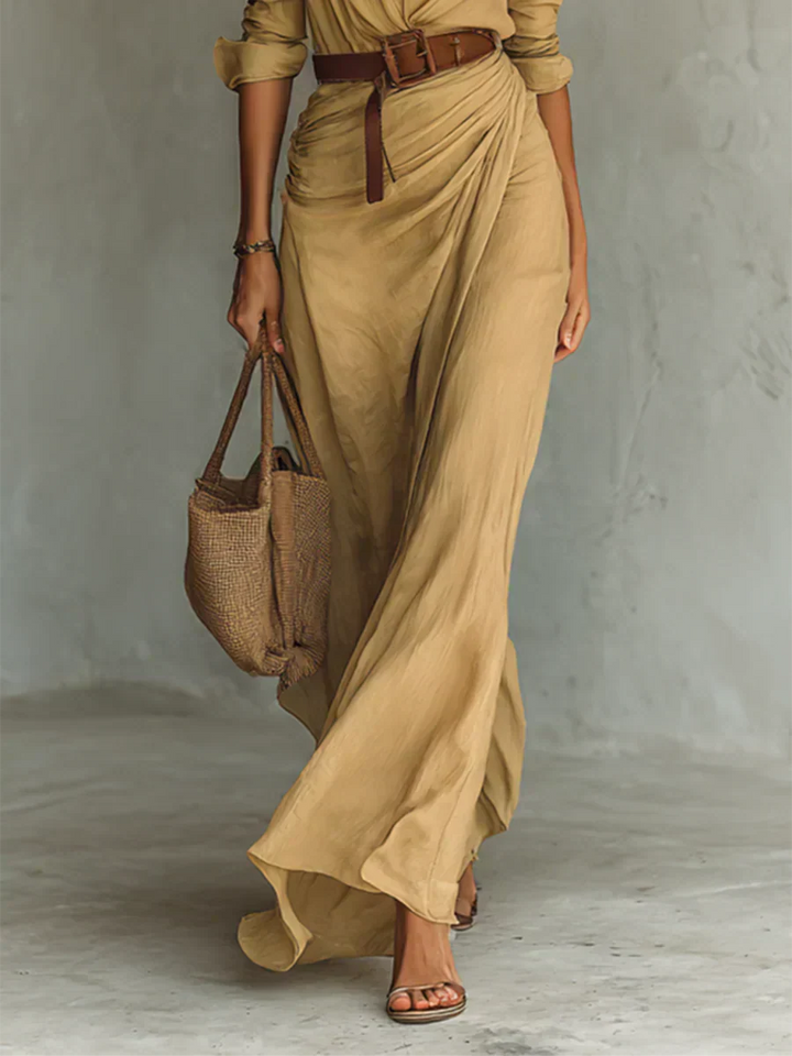 Sasha | Maxi Dress with Lapel and Waist Belt