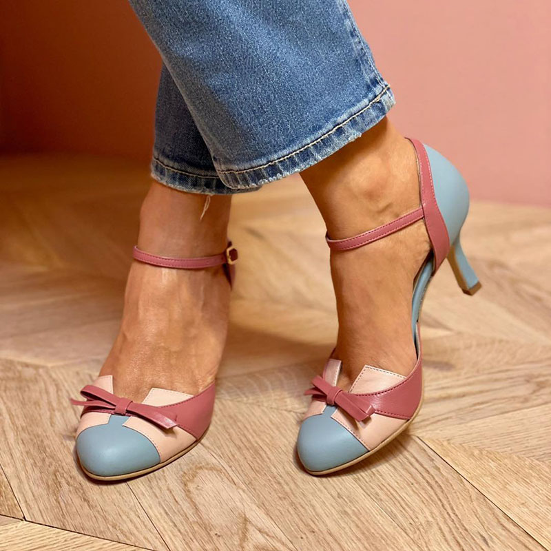 Roselle | Colorful sandals with knot and straps, with round toe