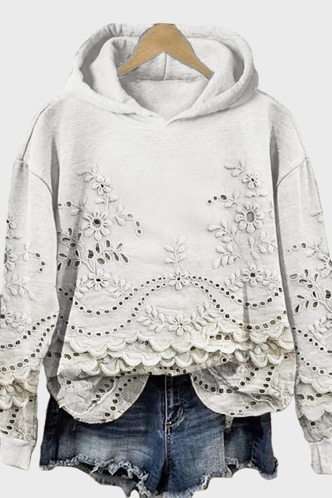 Hooded Sweatshirt in Lace