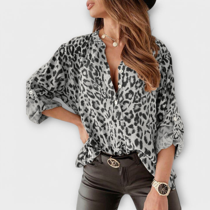 Yara | Modern Leopard Print Blouse