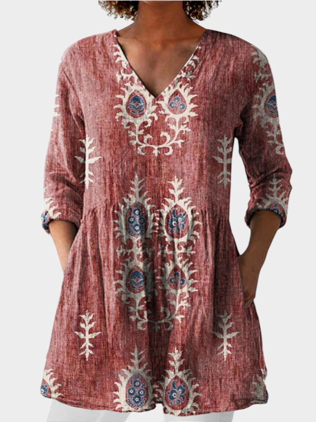NORA | Long Blouse with V-Neck