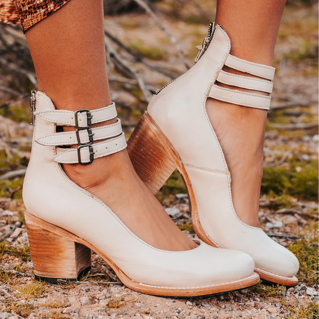 Ginevra | High heels with multiple straps and thick sole