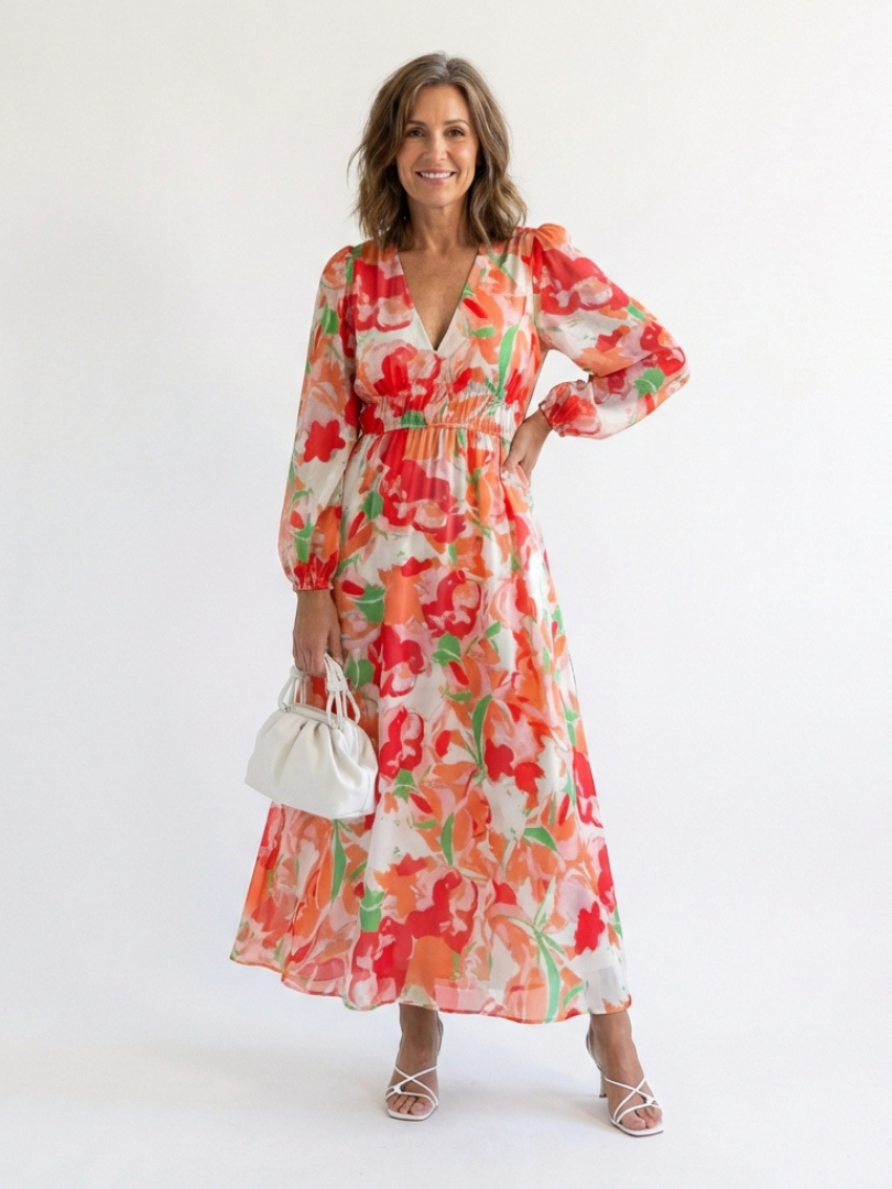 Madison | Maxi Floral Dress with Long Sleeves